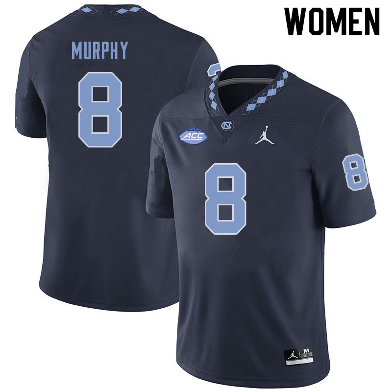 Women #8 Myles Murphy North Carolina Tar Heels College Football Jerseys Sale-Navy